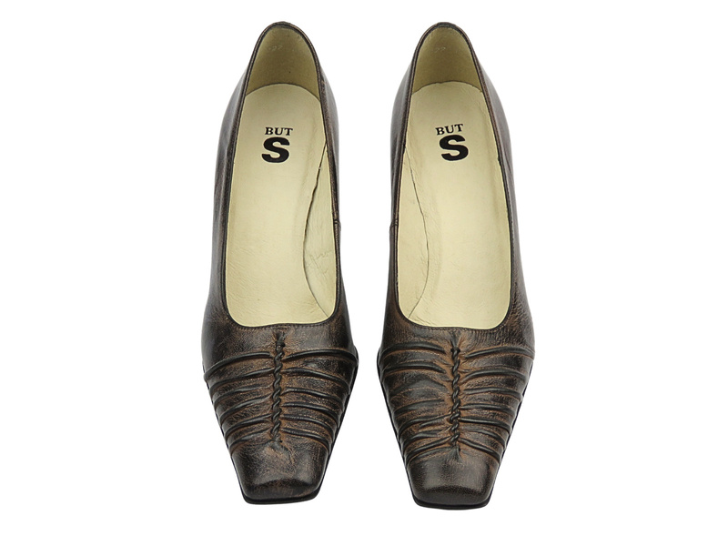 Czółenka damskie ze skóry naturalnej - But-S H727E, brązowe