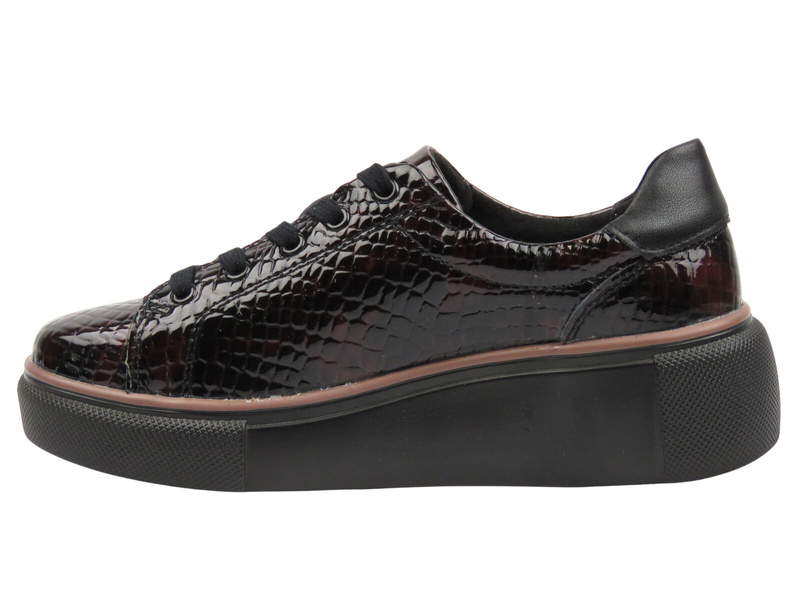 Skórzane półbuty damskie bordowe Nika Komfort H-286