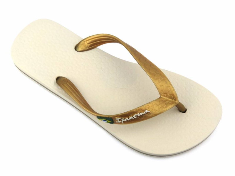 Gumowe japonki damskie IPANEMA 80408, beżowo-złote