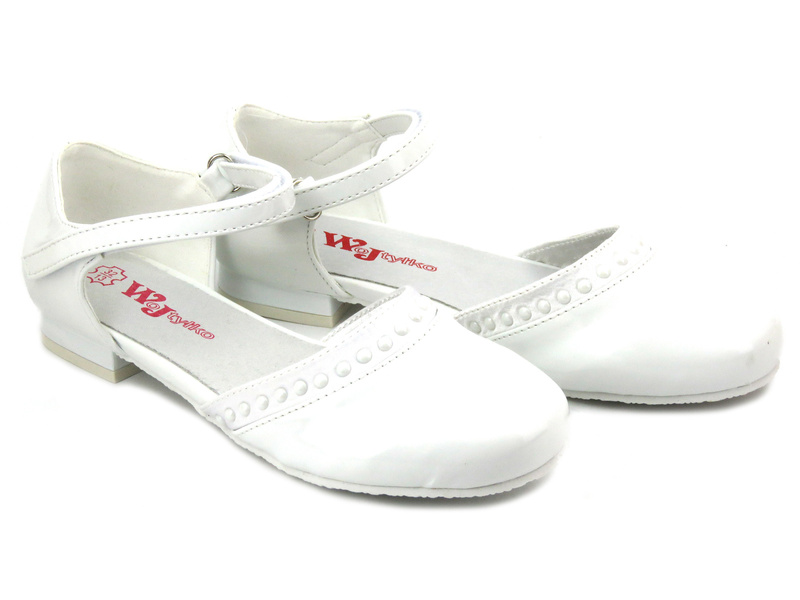 Eleganckie buty, czółenka komunijne - Wojtyłko 23712, białe 