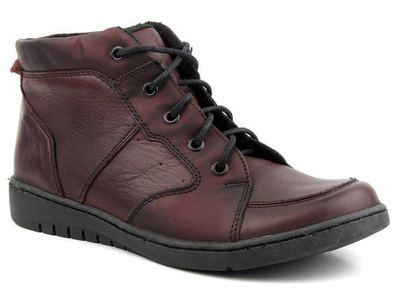 Botki damskie w sportowym stylu - HELIOS Komfort 529, ciemna wiśnia