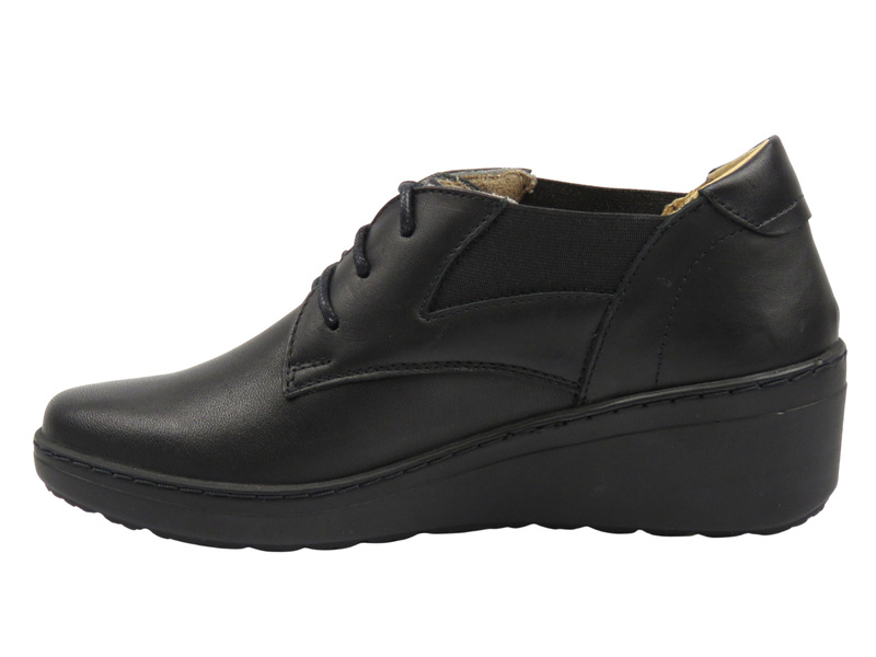 Skórzane półbuty damskie czarne Helios 458