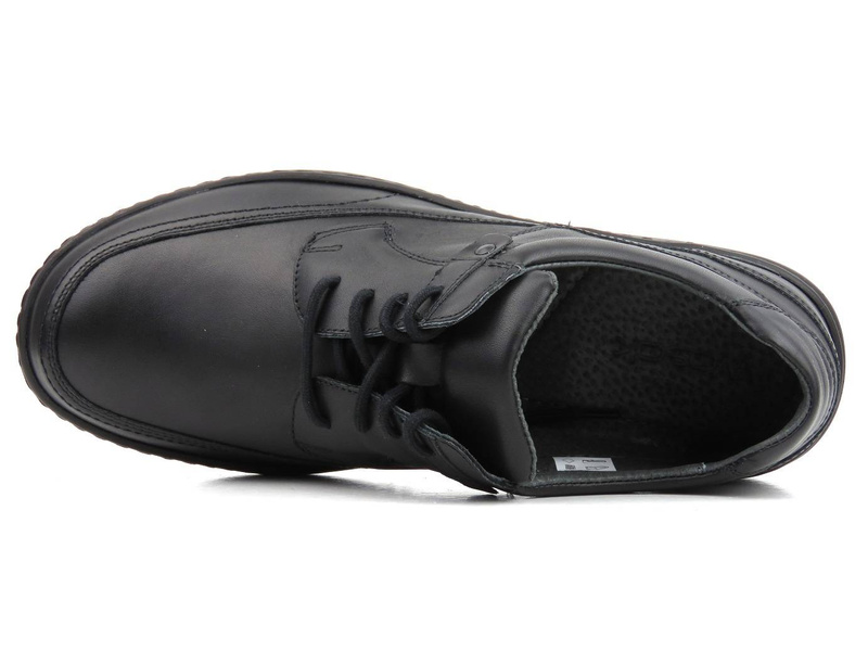 Skórzane półbuty męskie na co dzień - WASAK 0186, czarne