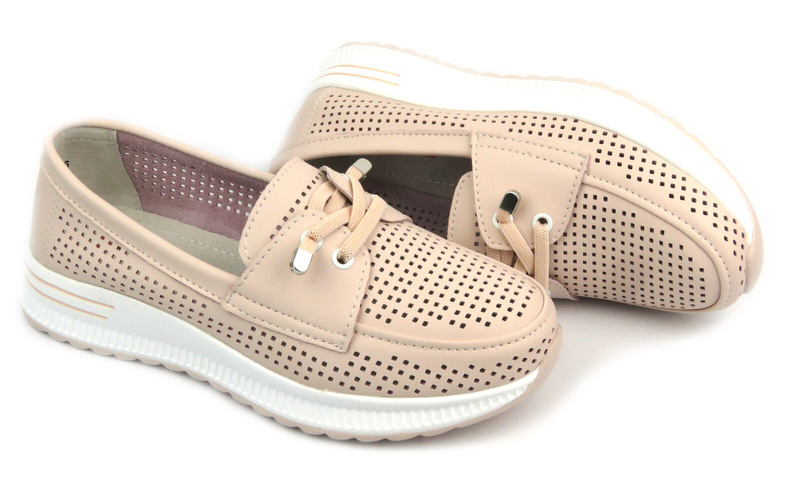 Ażurowe półbuty damskie - Artiker 52C1888, różowe