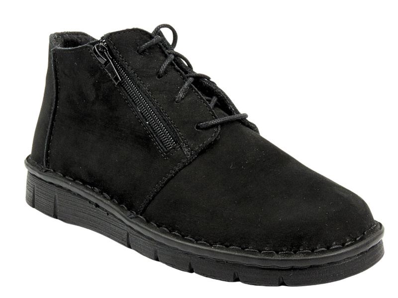 Wygodne botki damskie z miękkiej skóry - Nika Komfort 1388, czarne