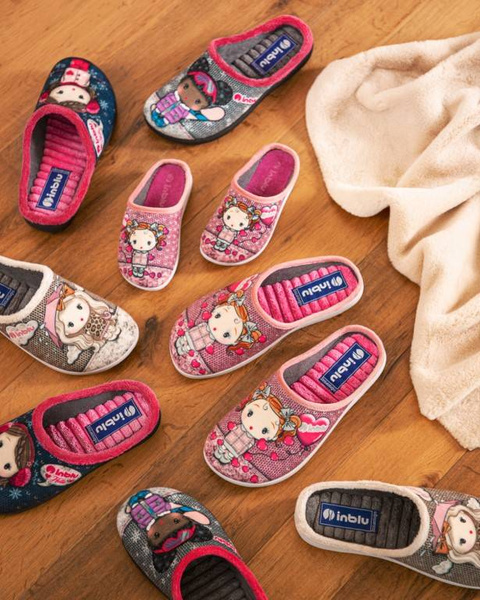 Kapcie damskie, dziewczęce z miękką wkładką - INBLU EC-82, różowe