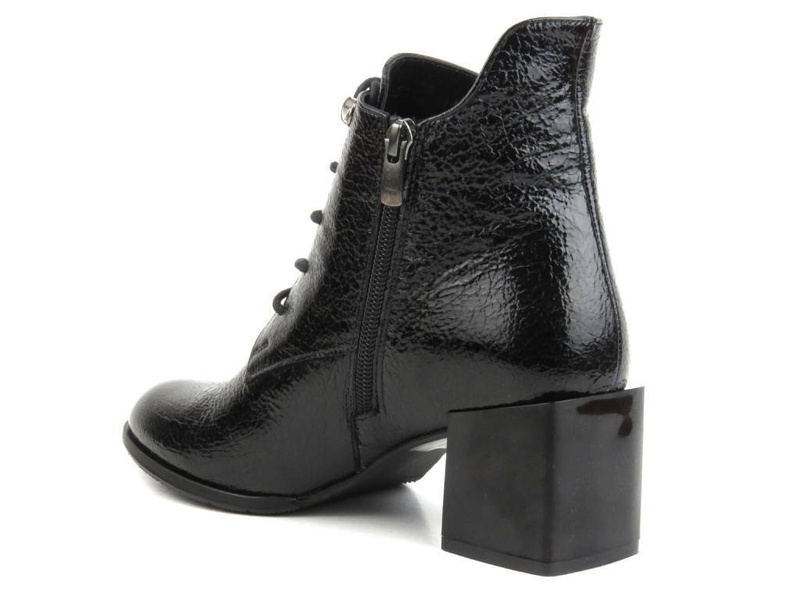 Botki damskie skórzane na klocku - VENEZIA 535451 166, czarne