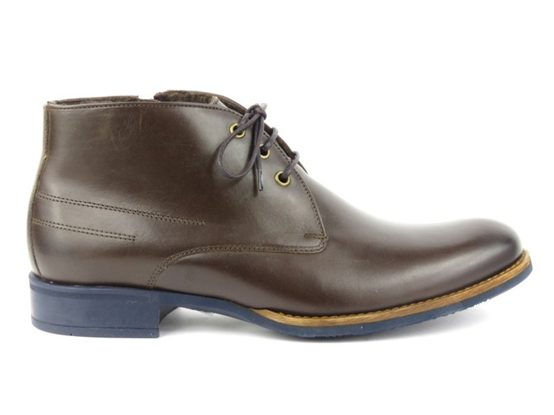 Trzewiki męskie z ociepleniem - Conhpol 4975, ciemny brąz