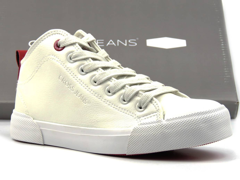 Trampki damskie za kostkę - CROSS JEANS II2R4033C, białe
