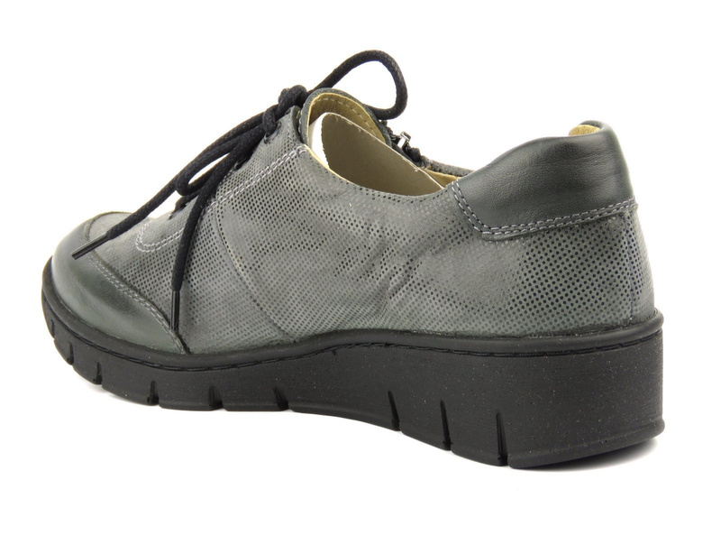 Skórzane buty damskie sportowe - Helios Komfort 334, szare