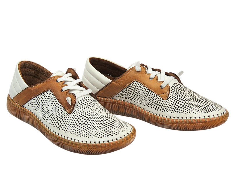 Półbuty damskie ze skóry naturalnej - Manitu 840074-21, brązowe