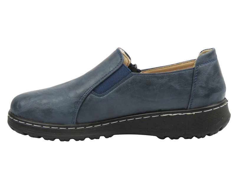 Wsuwane półbuty damskie Potocki 25-90352, granatowe