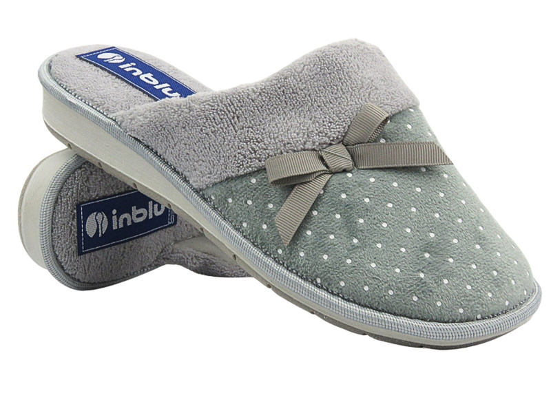 Kapcie Damskie Domowe - Inblu LB-72 Szary - Wsuwane 
