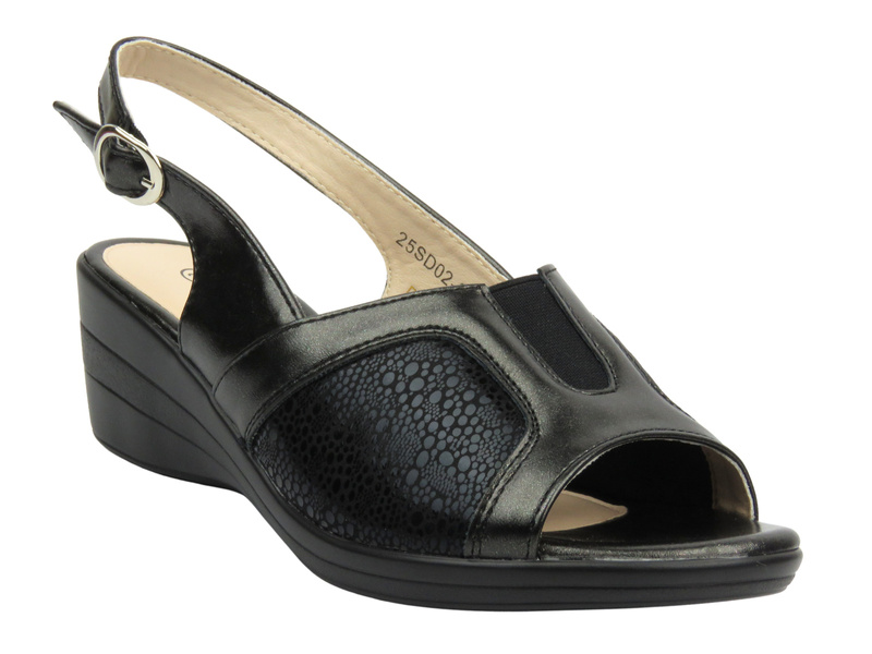 Sandały damskie ze skórzaną wkładką - Unisoft 25SD02-8876, czarne