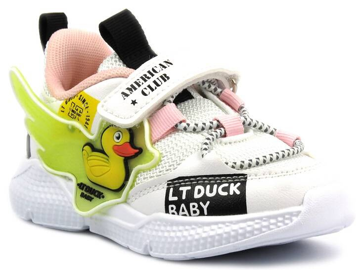 Buty dziecięce sportowe - American Club BD 21/22, biało-różowe