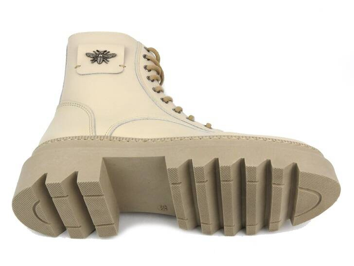 Skórzane botki damskie - Waldi 1186, beżowe