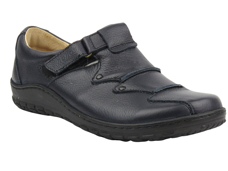 Wygodne półbuty damskie z miękkiej skóry granatowe Helios Komfort 780-2