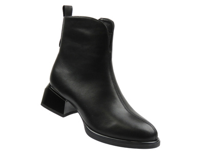 Ocieplane botki damskie na obcasie czarne Cambell 25-55319