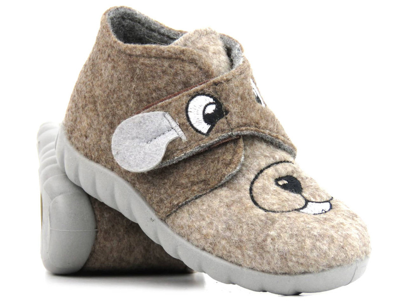Ciepłe kapcie, buty dziecięce z pieskiem - BEFADO 526P119, brązowe