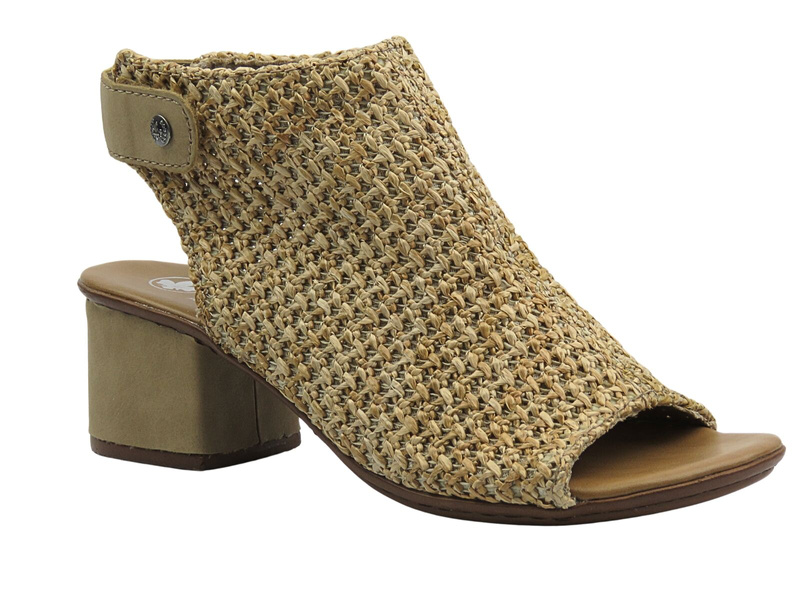 Sandałki damskie na obcasie - RIEKER 64670-60, beżowe