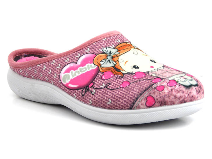 Kapcie damskie, dziewczęce z miękką wkładką - INBLU EC-82, różowe