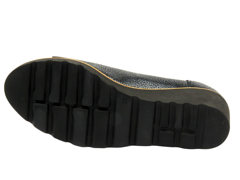 Skórzane Półbuty Damskie Marki - Galant 3014 Czarne - Wsuwane