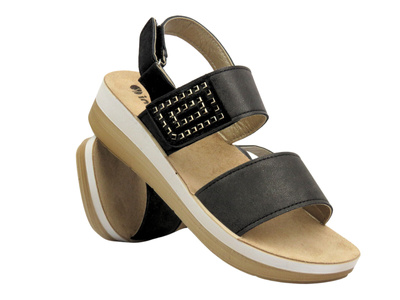 Sandały damskie ze skórzaną wkładką - INBLU FT-17, czarne