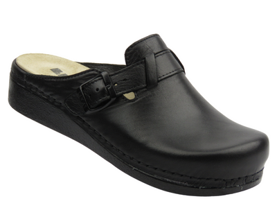 Skórzane klapki damskie czarne Leon 5000