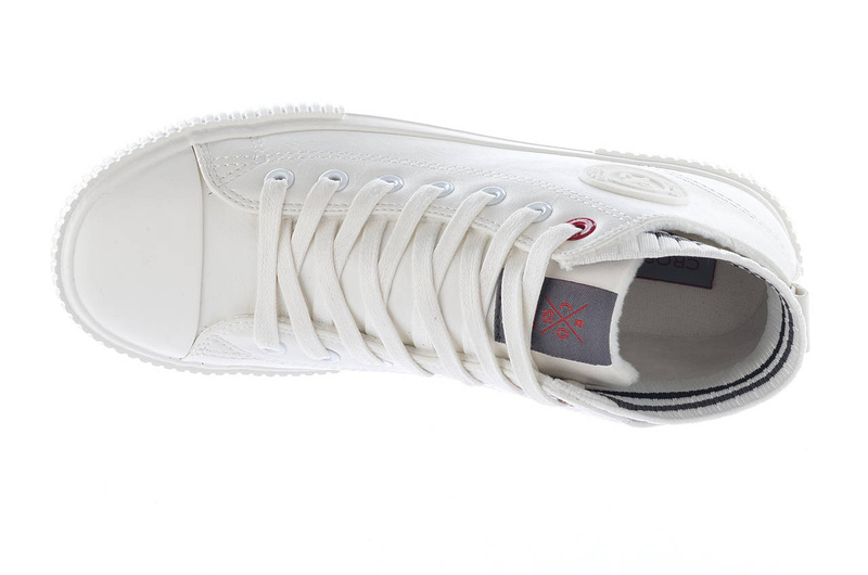 Ocieplane trampki damskie z elastycznym materiałem przy kostce - CROSS JEANS II2R4022, białe