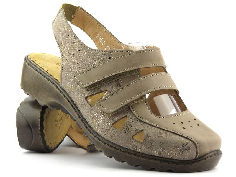 Wygodne sandały damskie o tęgości G 1/2 - Axel 2498, beżowe