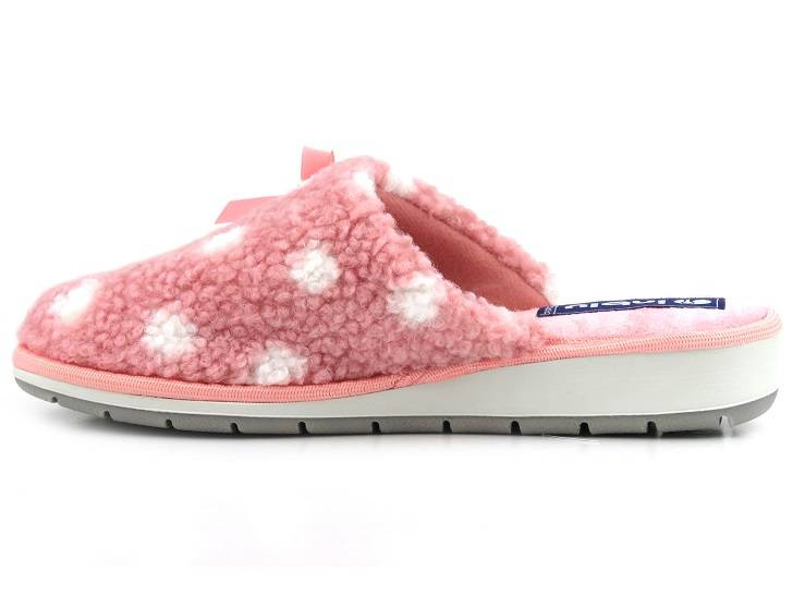 Miękkie kapcie, bambosze damskie w groszki - INBLU URSULA, różowe