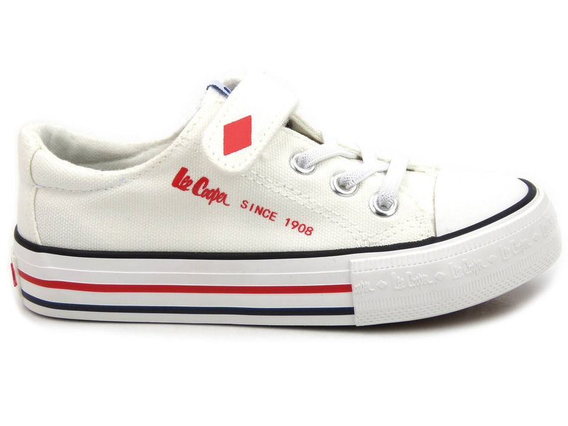 Trampki dziecięce na rzep - LEE COOPER LCW-22-44-0804K, białe