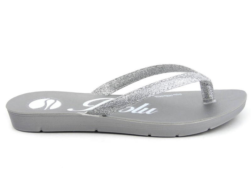 Japonki damskie z błyszczącym paskiem - INBLU ME-40, srebrne