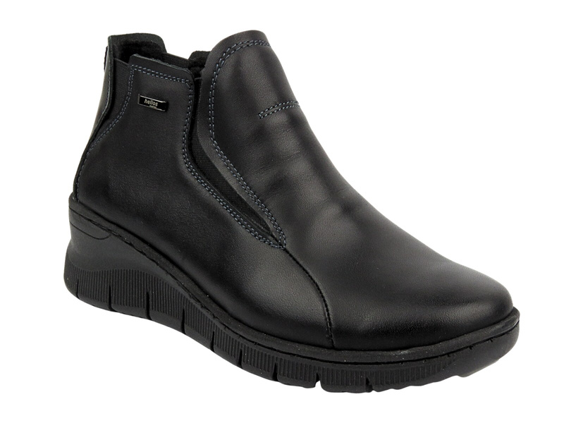 Botki damskie na koturnie HELIOS Komfort 552, czarne 2