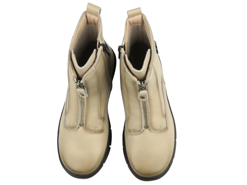 Wygodne botki damskie ze skóry Cambell, beżowe