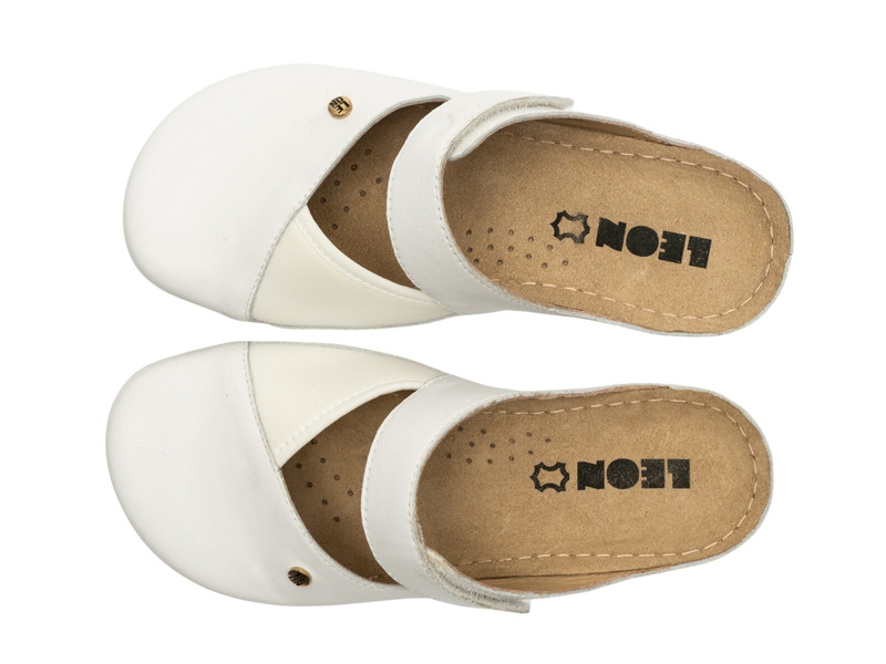 Skórzane Klapki Damskie Leon 953 białe