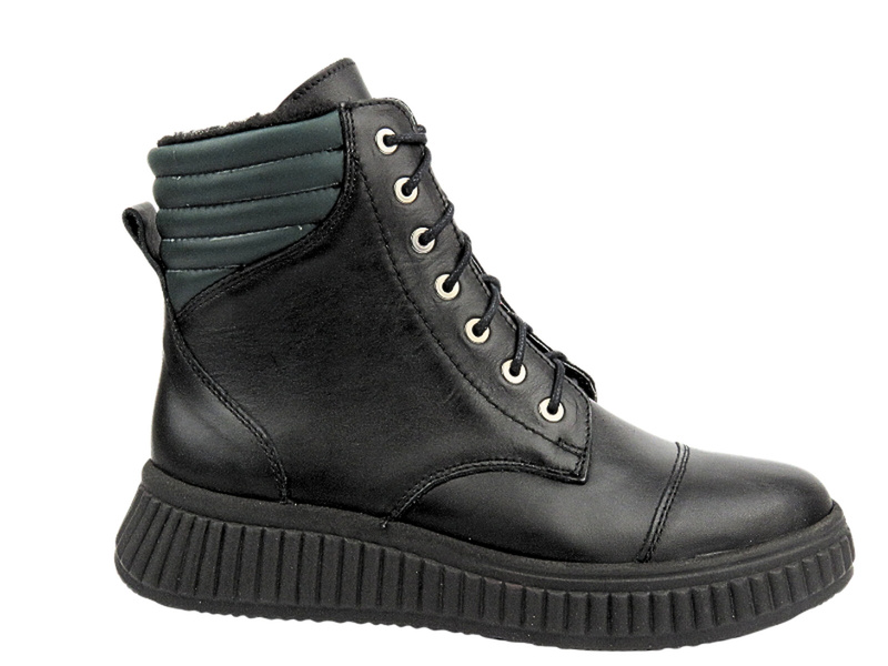 Skórzane botki damskie na zamek czarne HELIOS Komfort 599