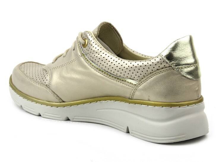 Skórzane półbuty damskie w stylu sportowym - HELIOS Komfort 386, złote