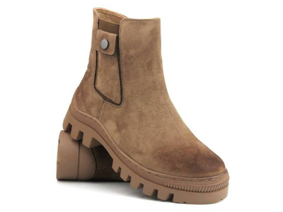 Botki, workery damskie - Potocki 23-12163, brązowe