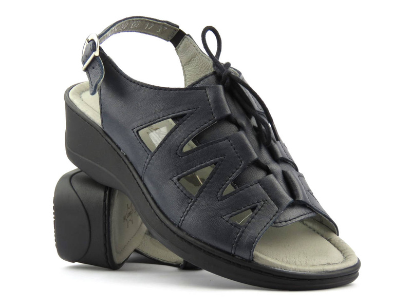 Wygodne sandały damskie w tęgości H - Axel 2479, granatowe