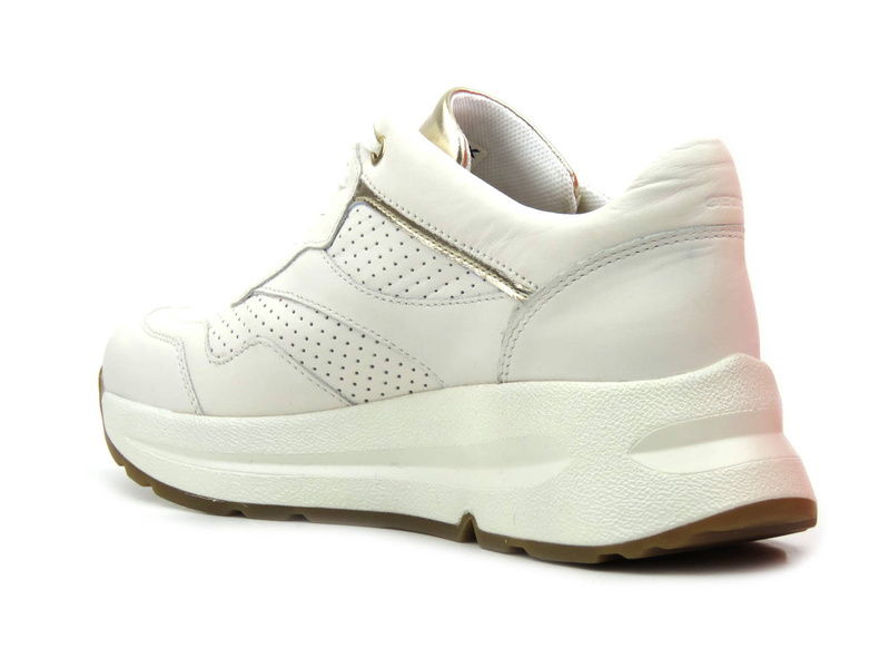 Sneakersy damskie ze skóry naturalnej - GEOX Respira D25FLA, białe