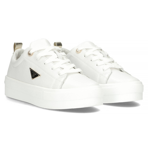 Skórzane sneakersy damskie na platformie - Filippo DP3533/24, białe