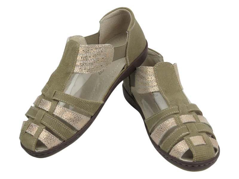 Sandały damskie, gladiatorki - Nika Komfort H-622, beżowo-złote