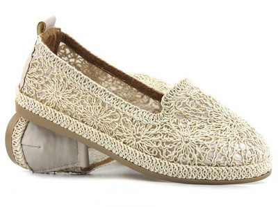 Ażurowe półbuty, lordsy damskie - Navy Dot 23-75004BG, beżowe