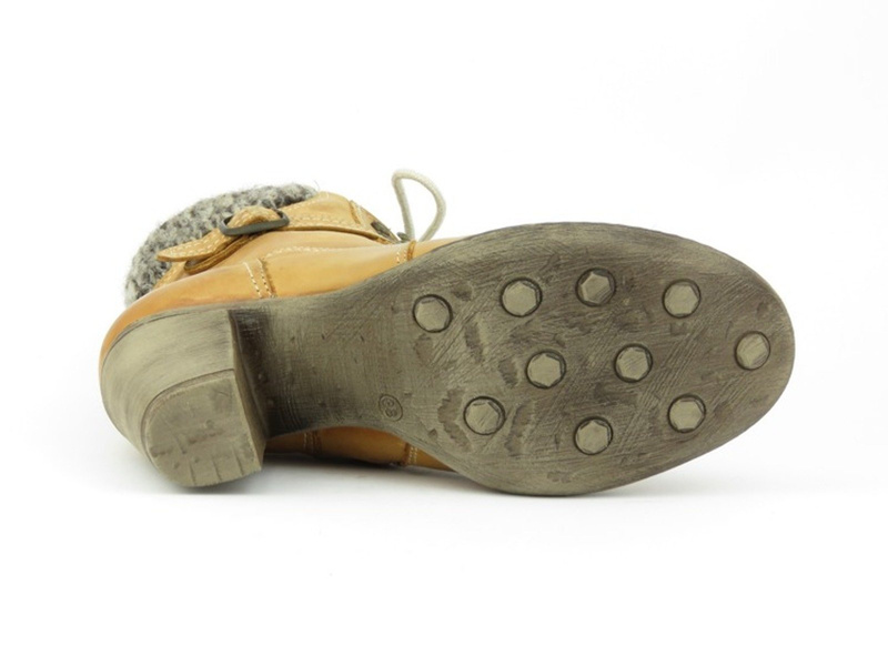 Skórzane botki damskie na słupku - HELIOS Komfort 617, brązowe