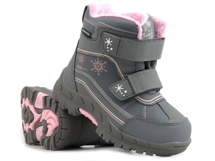 Śniegowce dziecięce na rzepy - AMERICAN CLUB Softshell HL 39/22, szare