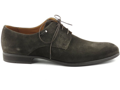 Półbuty męskie ze skóry zamszowej - Conhpol 8015, brązowe