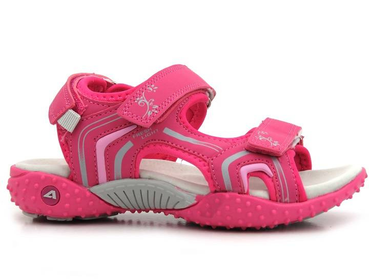 Sandały dziecięce ze skórzaną wkładką - AMERICAN CLUB HL 05/21, fuksjowe