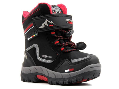 Ciepłe śniegowce dziecięce AMERICAN CLUB Soft Shell HL 31/21(22), czarne z czerwienią