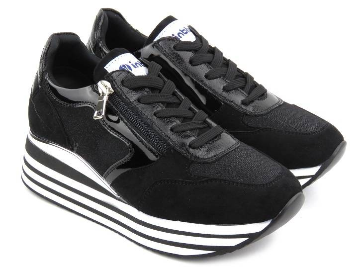 Sneakersy damskie na platformie - INBLU IN000224, czarne